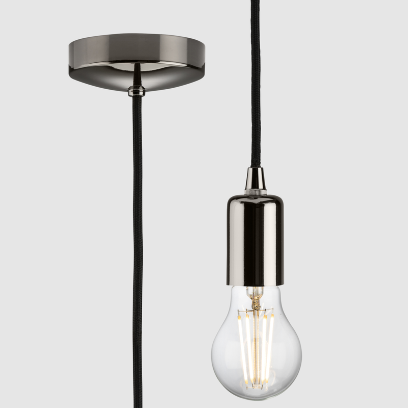 Knightsbridge 1.8m E27 Contemporary Pendant Set Black Nickel 8270LBN