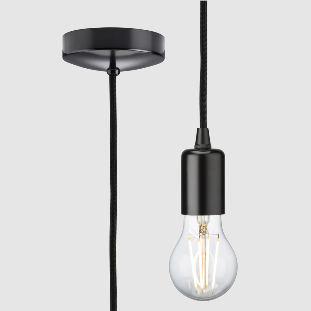 Knightsbridge 1.8m E27 Contemporary Pendant Set Matt Black 8270LMB