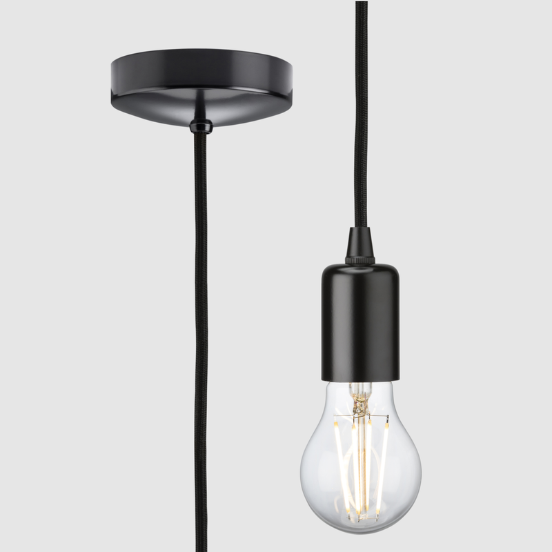 Knightsbridge 1.8m E27 Contemporary Pendant Set Matt Black 8270LMB