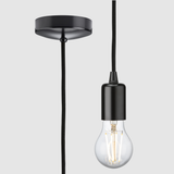 Knightsbridge 1.8m E27 Contemporary Pendant Set Matt Black  8270LMB