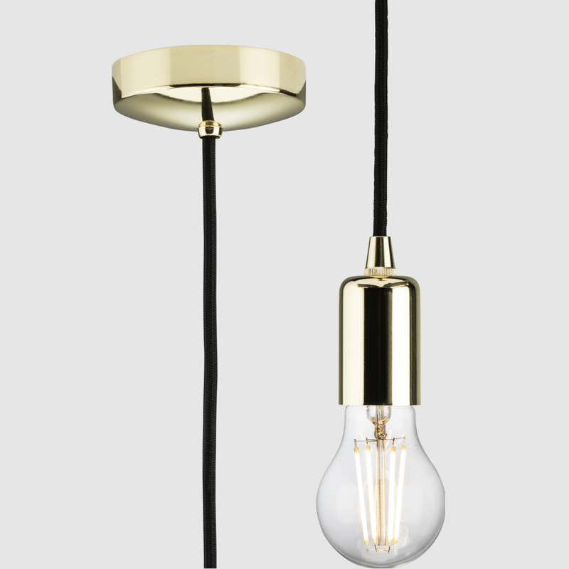 Knightsbridge 1.8m E27 Contemporary Pendant Set Polished Brass 8270LPB
