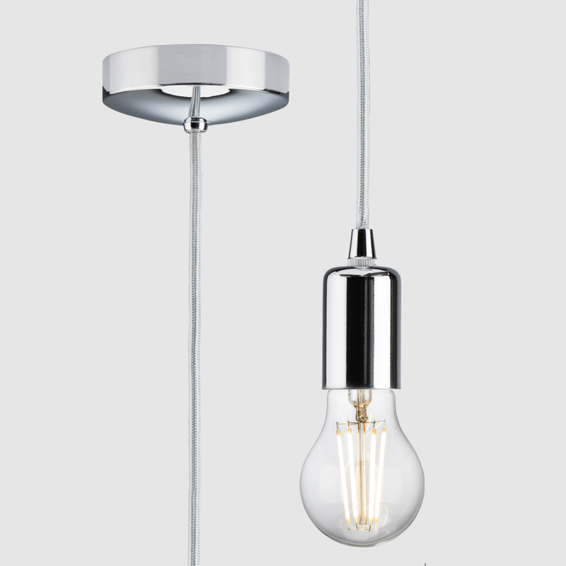 Knightsbridge 1.8m E27 Contemporary Pendant Set Polished Chrome 8270LPC