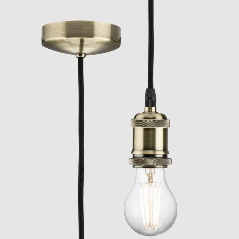 Knightsbridge - 1.8m E27 Vintage Pendant Set Antique Brass 8271LAB
