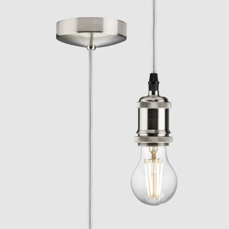 Knightsbridge - 1.8m E27 Vintage Pendant Set Brushed Chrome 8271LBC