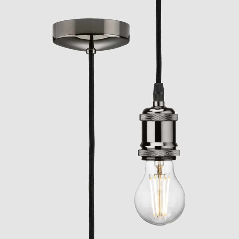 Knightsbridge - 1.8m E27 Vintage Pendant Set Black Nickel 8271LBN