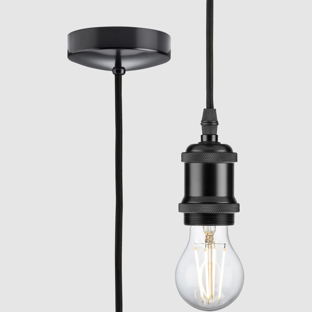 Knightsbridge - 1.8m E27 Vintage Pendant Set Matt Black 8271LMB 1