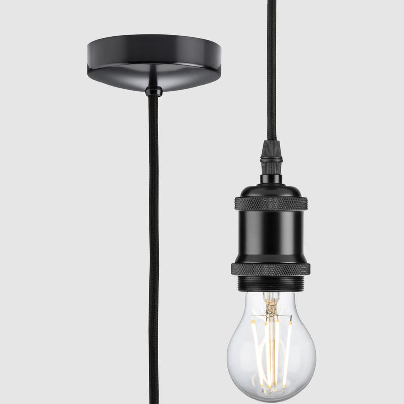 Knightsbridge - 1.8m E27 Vintage Pendant Set Matt Black 8271LMB 1