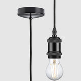Knightsbridge - 1.8m E27 Vintage Pendant Set Matt Black   8271LMB