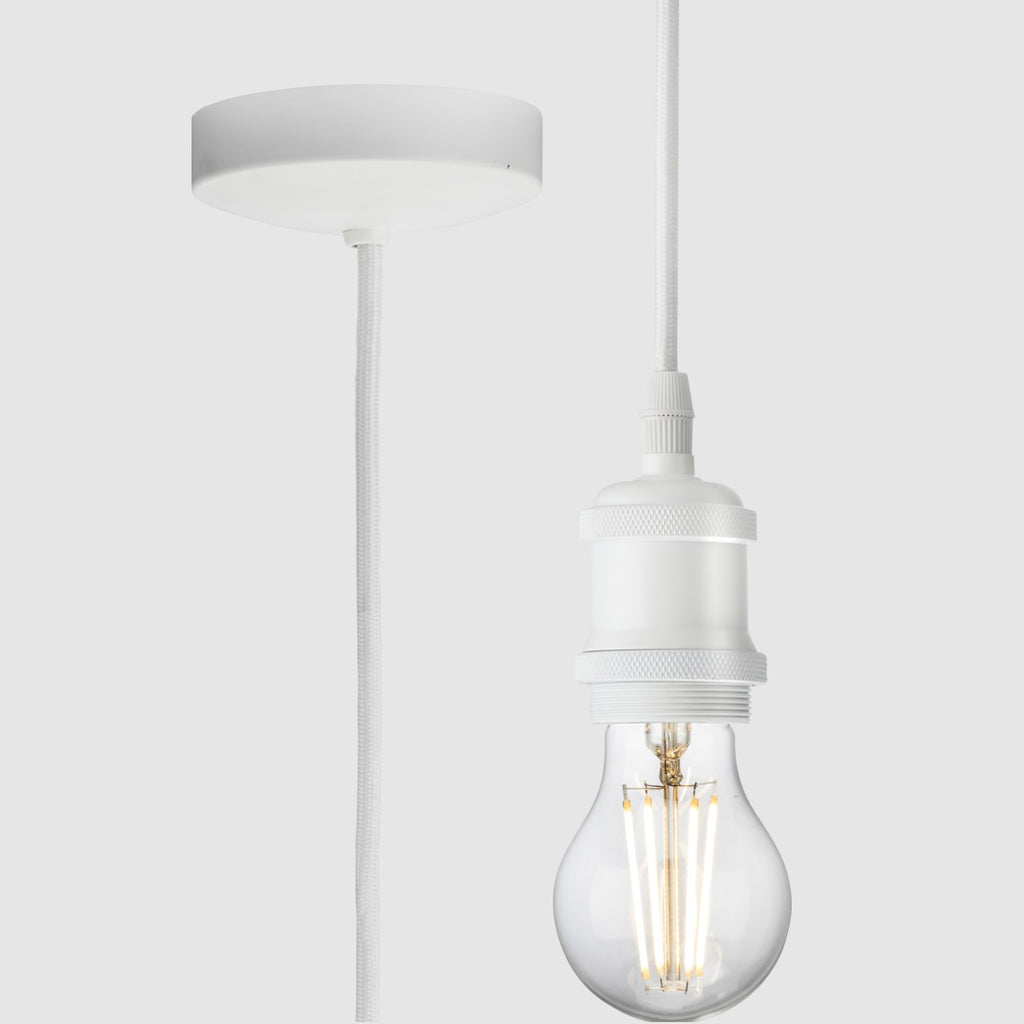 Knightsbridge - 1.8m E27 Vintage Pendant Set Matt White 8271LMW