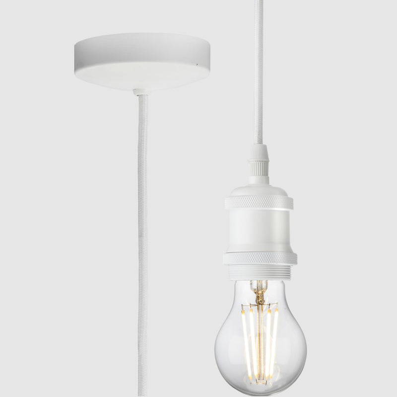 Knightsbridge - 1.8m E27 Vintage Pendant Set Matt White 8271LMW