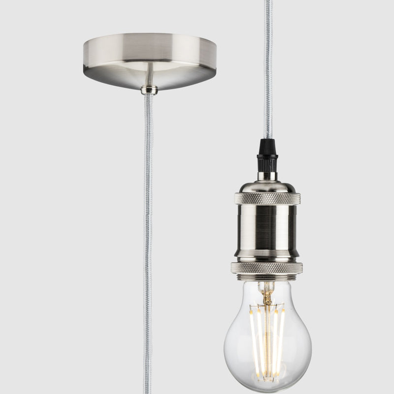Knightsbridge - 1.8m E27 Vintage Pendant Set Polished Chrome 8271LPC