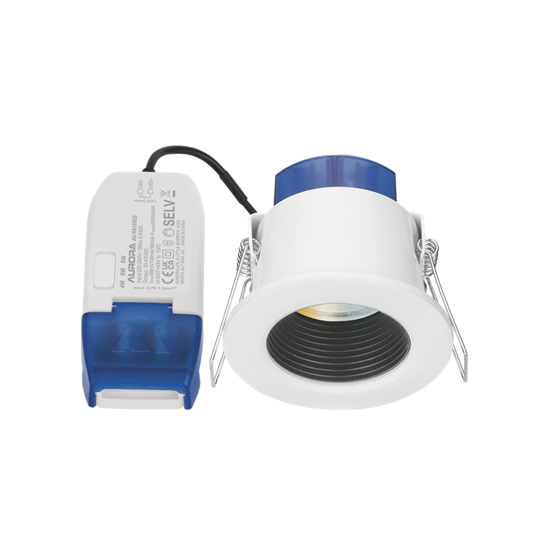 Aurora - R6 Fixed 6W Fire Rated LED Colour & Wattage Switchable 3000K-5700K Downlight AU-R6CWSBF