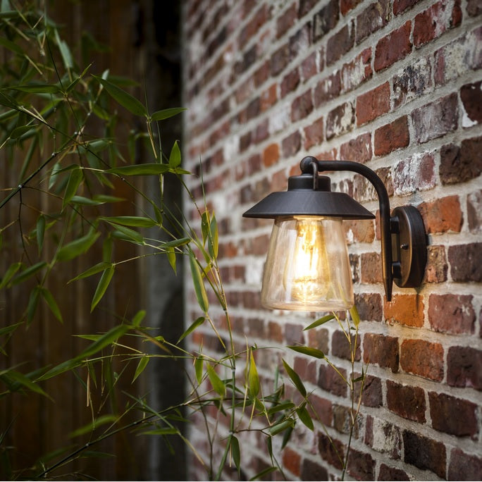 Lutec - Cate ES/E27 Wall Lantern Black Aluminium Clear Glass 5264201213