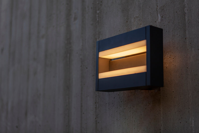 Lutec - Conroy Outdoor Wall Light Dark Grey Warm White 3000K 5107001118