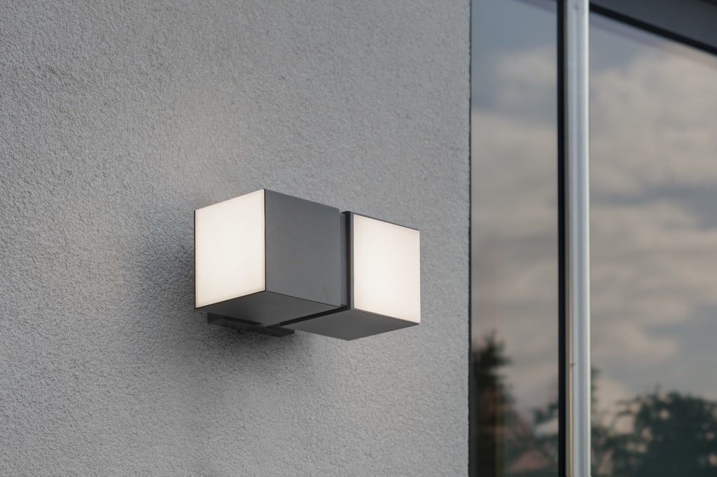 Lutec - Cuba 23W LED Double Cube Wall Light Warm White Graphite 5193801118