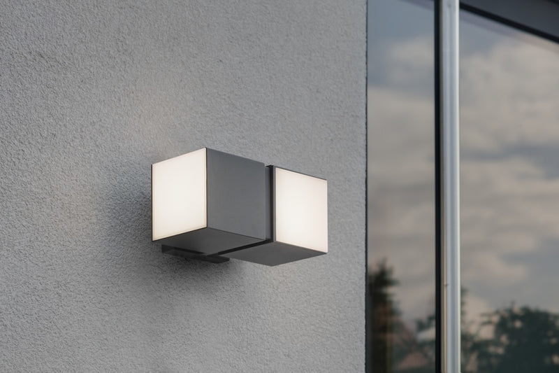 Lutec - Cuba 23W LED Double Cube Wall Light Warm White Graphite 5193801118