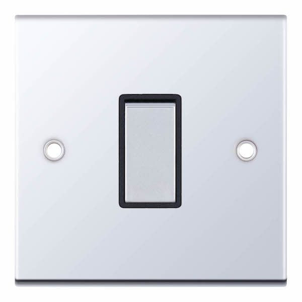 Selectric - 1 Gang 2 Way Switch 5M Polished Chrome Black