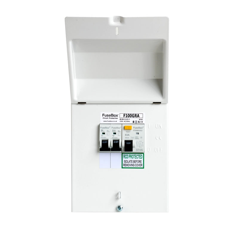 FuseBox Garage Unit 63A 30mA Type A RCD F100GRA Front