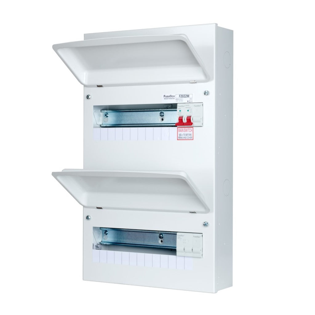 FuseBox - 22 Way RCBO Double Bank 100A Main Switch Consumer Unit F2022M