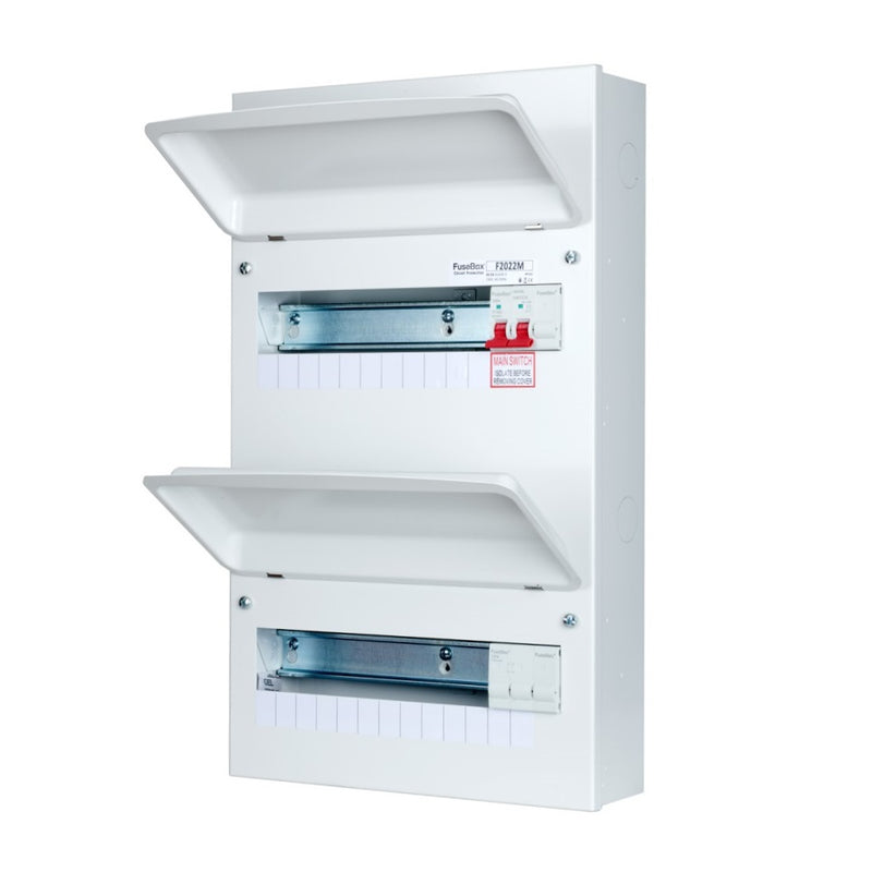 FuseBox - 22 Way RCBO Double Bank 100A Main Switch Consumer Unit F2022M