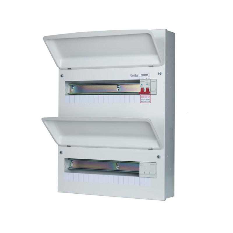 FuseBox - 30 Way RCBO Double Bank 100A Main Switch Consumer Unit F2030M