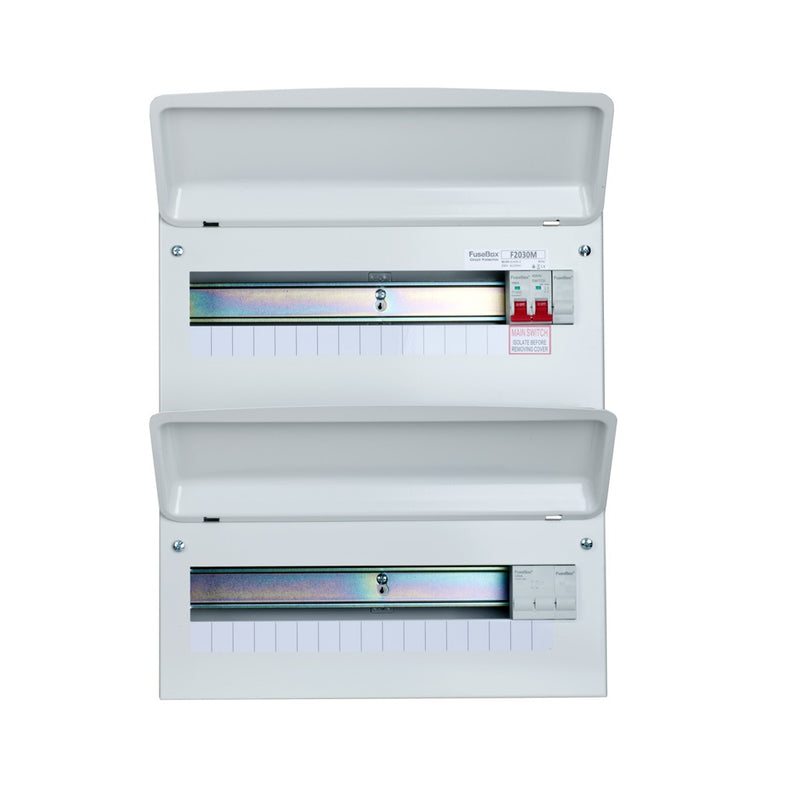 FuseBox - 30 Way RCBO Double Bank 100A Main Switch Consumer Unit F2030M