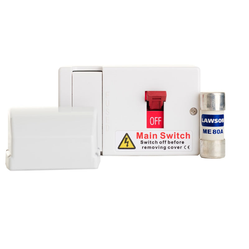 FuseBox 80A Fused Switch 1P+N (Shroud + ME80 Fuse) FMS080 Front