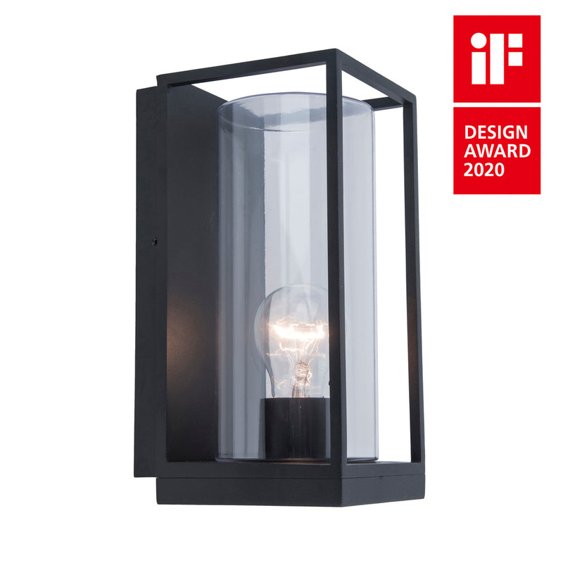 Lutec  Flair ES/E27 Wall Lantern Black Aluminium 5288803012