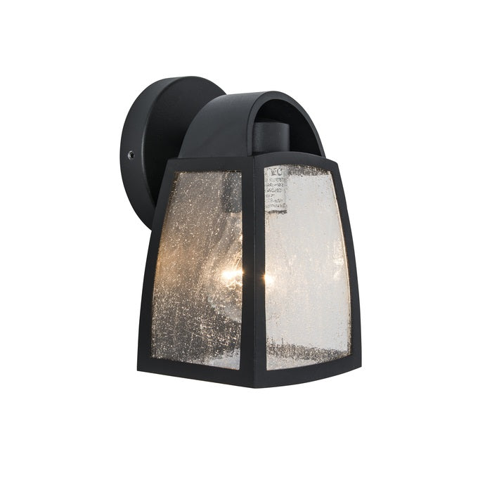 Lutec Kelsey ES/E27 Wall Light Black Aluminium Seedy Glass 5273701012