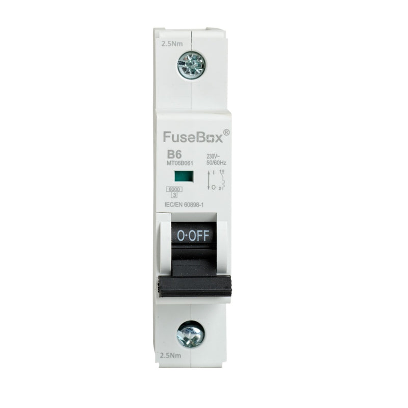 FuseBox 6kA Single Pole B Curve MCB Front