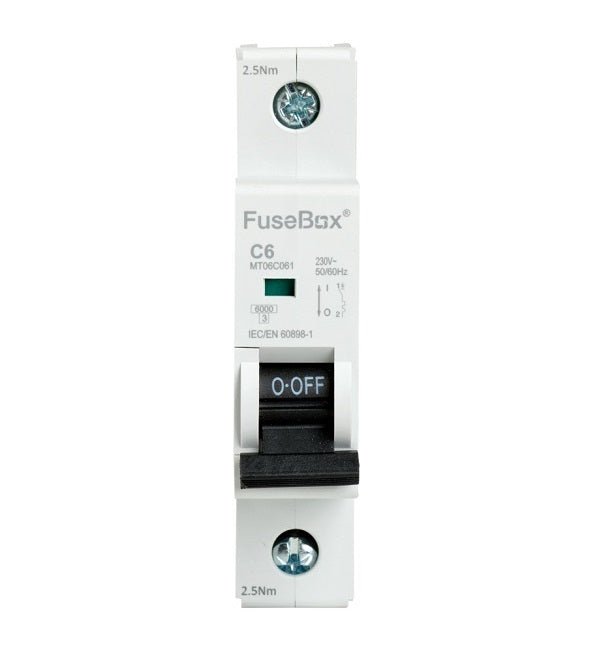FuseBox 6kA Single Pole C Curve MCB Front