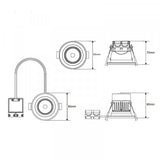 Megaman TEGO Fully Fire-Rated Integrated LED Downlight 5w 519030 DImensions