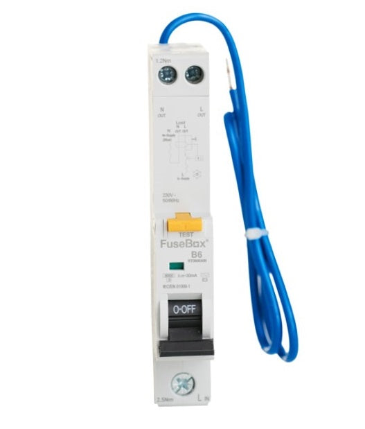 FuseBox 6kA Single Pole B Curve RCBO Type A