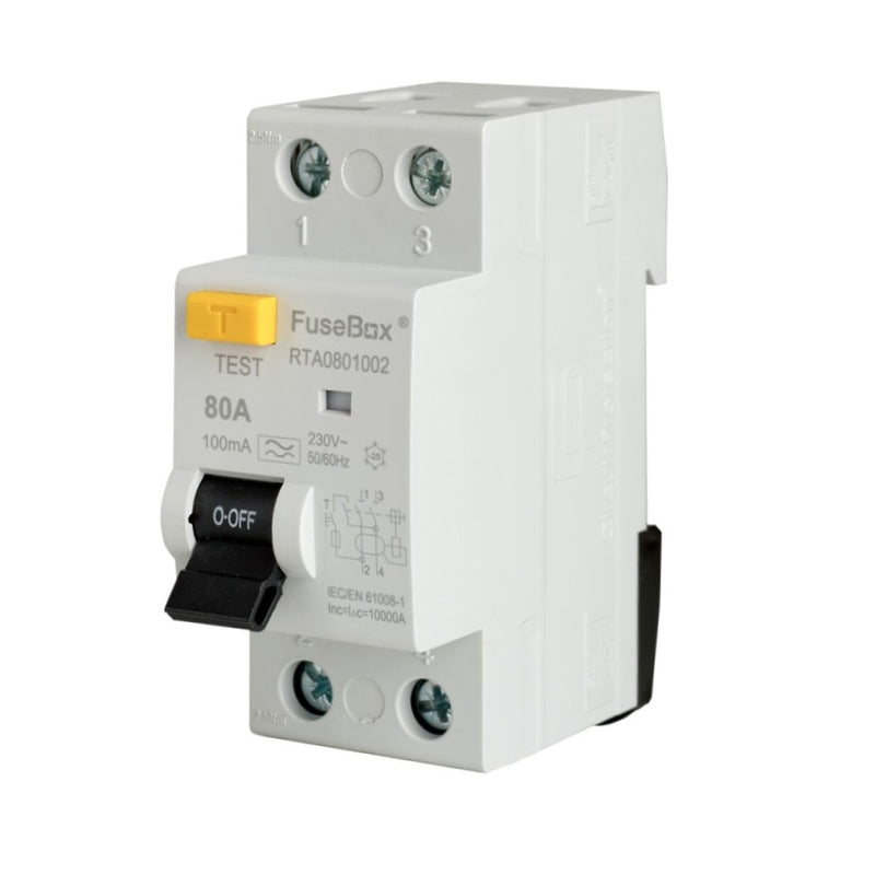FuseBox Type A 80A 30mA 2P RCD RTA800302