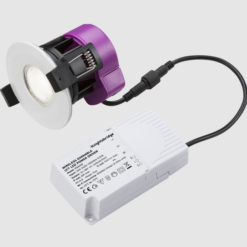 Knightsbridge 230V IP65 6W Fire-rated CCT Smart Wi-Fi Downlight RW6KW