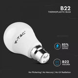 V-TAC 11W 6400K LED A60 Plastic Bulb SAMSUNG Chip B22 VT-231 853