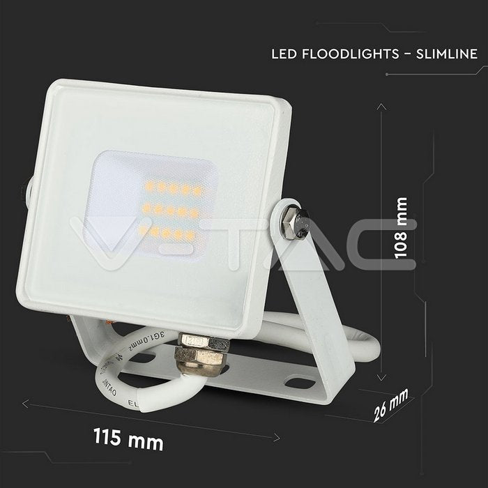 V-TAC - 10W LED Floodlight Slimline White Body SAMSUNG Chip 3000K VT-10-W 427