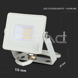 V-TAC - 10W LED Floodlight Slimline White Body SAMSUNG Chip 3000K VT-10-W 427