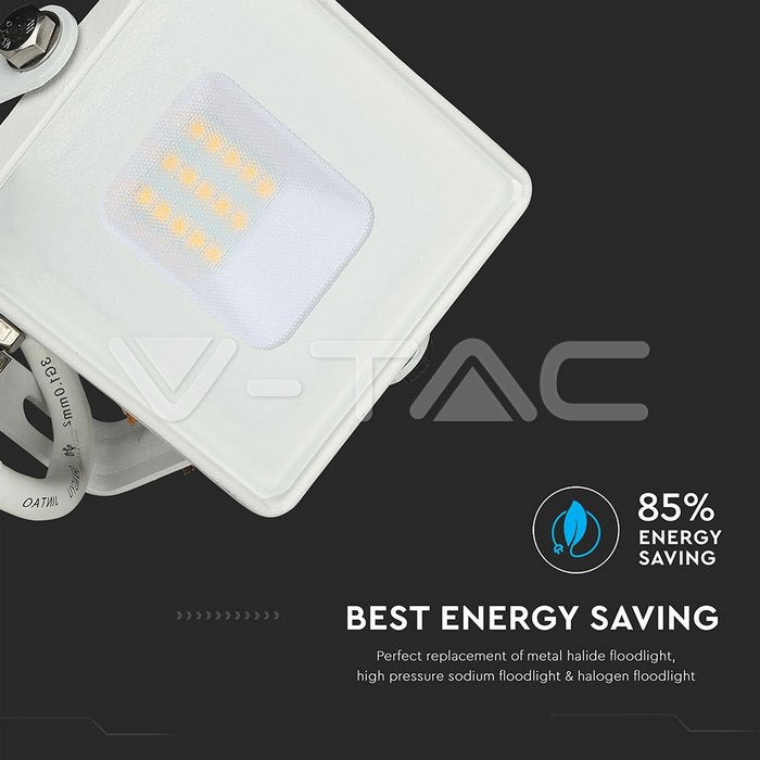 V-TAC - 10W LED Floodlight Slimline White Body SAMSUNG Chip 6400K VT-10-W 429