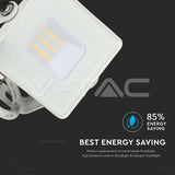V-TAC - 10W LED Floodlight Slimline White Body SAMSUNG Chip 6400K VT-10-W 429