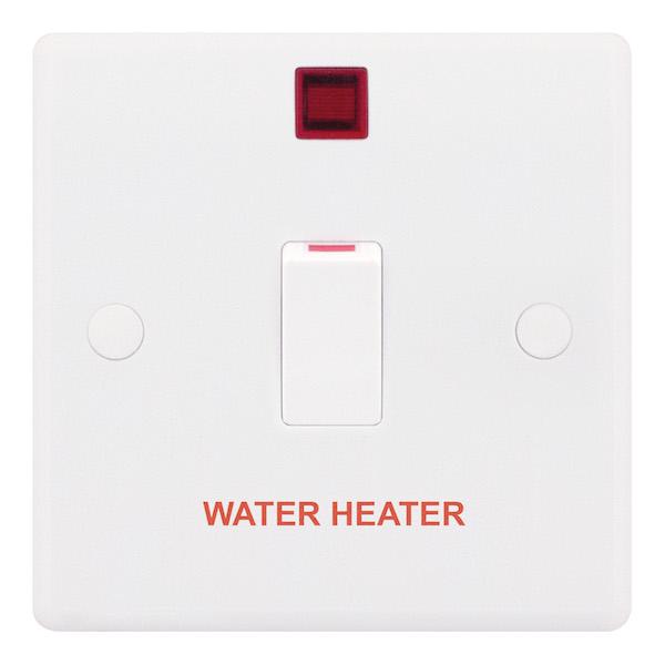 Selectric Smooth 20A DP Switch with Neon "Water Heater" SSL516/W