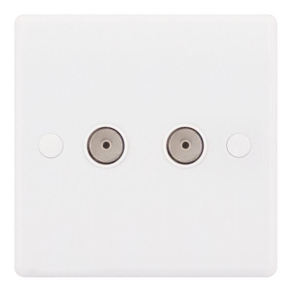 Selectric Smooth 2 Gang TV/FM Coaxial/Aerial Socket SSL536