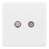 Selectric - Smooth 1 Gang F-Type Satellite Socket + 1 Gang TV/FM Coaxial/Aerial Socket – Isolated SSL538