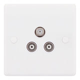 Selectric - Smooth 1 Gang F-Type Satellite Socket + 2 Gang TV/FM Coaxial/Aerial Socket – Isolated SSL539