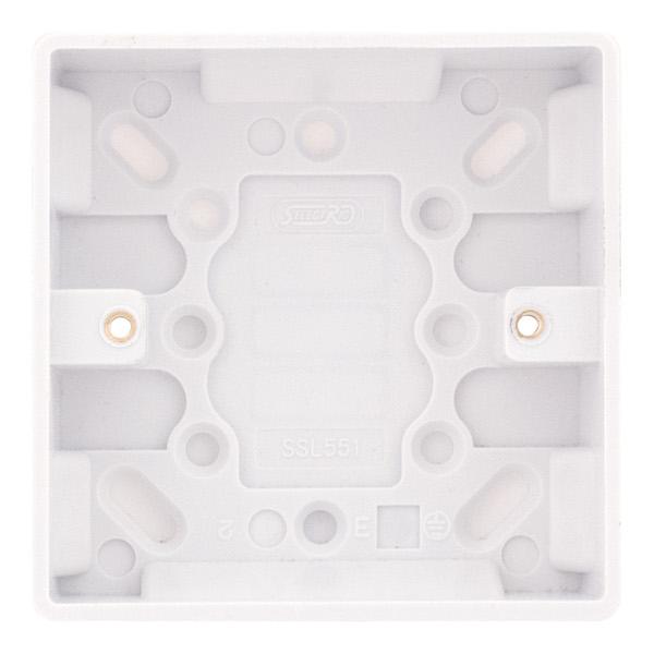 Selectric - Smooth 1 Gang Surface Pattress Box - 25mm Deep SSL551
