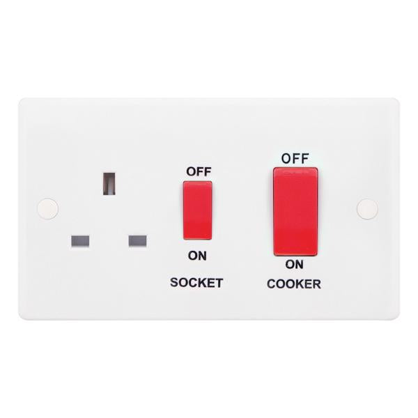 Selectric Smooth 45A Cooker Unit with 13A Socket Red Rockers SSL564