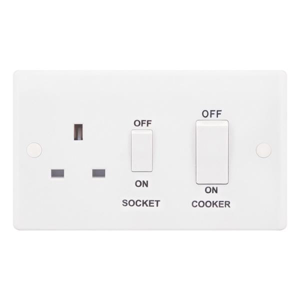 Selectric Smooth 45A Cooker Unit with 13A Socket White Rockers SSL569
