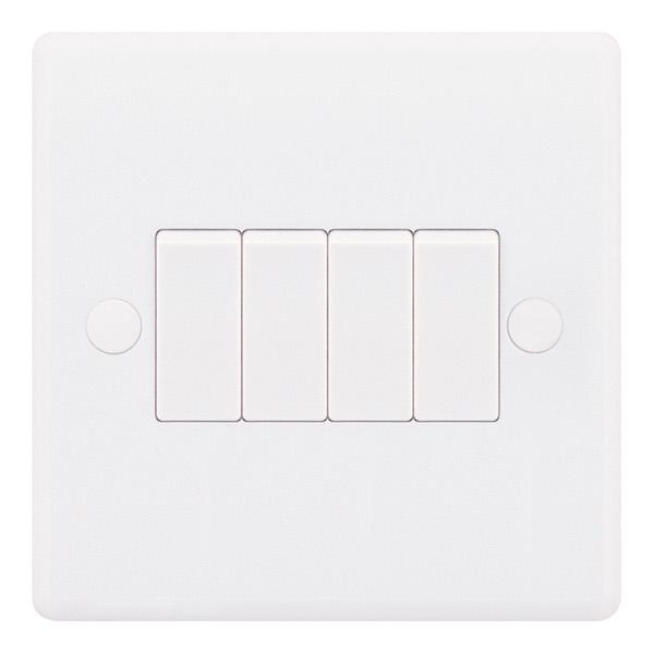 Selectric - Smooth  4 Gang Single Plate Switch SSL577