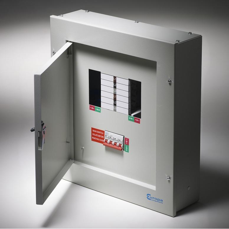 Europa Components Three Phase 24 Way 125A Distribution Board TPN08