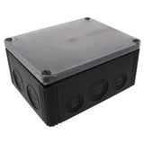 Wiska -  200 x 160 x 94 mm Polypropylene Junction Box IP66/IP67 Plain Sided 3-Pole Terminal Black / Clear Lid COMBI 1610/3 PL BK DK